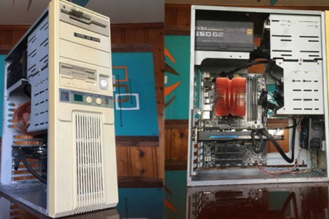 Así es un PC moderno en una carcasa de un video 386 Así es un PC moderno en una carcasa de un video 386