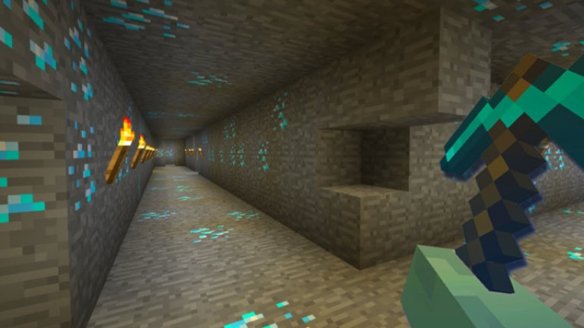 Diamante en Minecraft, está entre los niveles 1 al 12 de la mina
