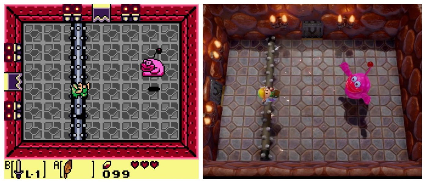 Lucha contra jefe en Link's Awakening