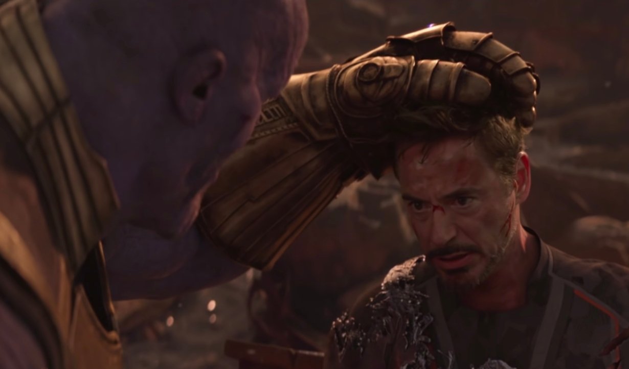 Thanos y Tony Stark en Vengadores: Infinity War