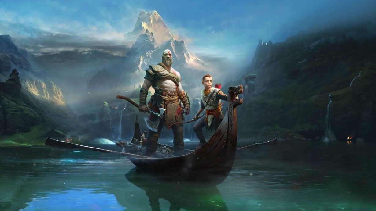 God of War y barca en el lago