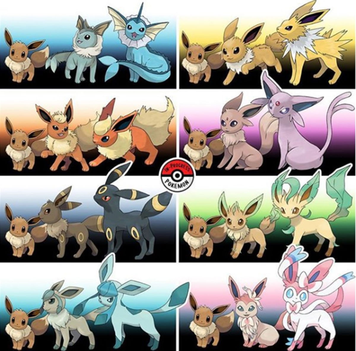 artista crea evoluciones intermedias de perros de Pokémon