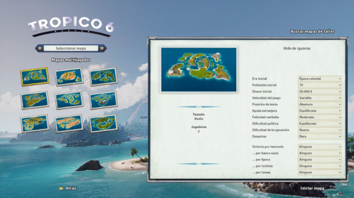 Tropico 6 tiene 9 mapas multijugador