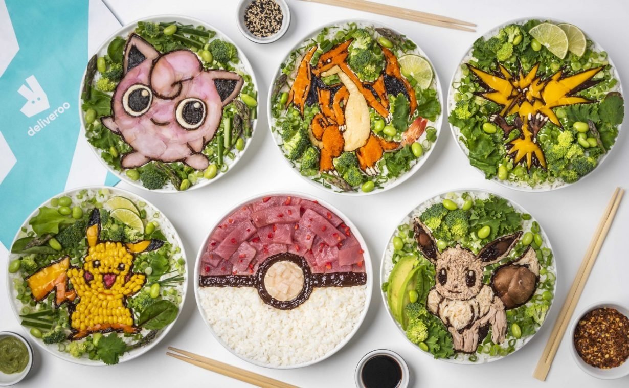 Platos de comida con motivos de la saga Pokémon