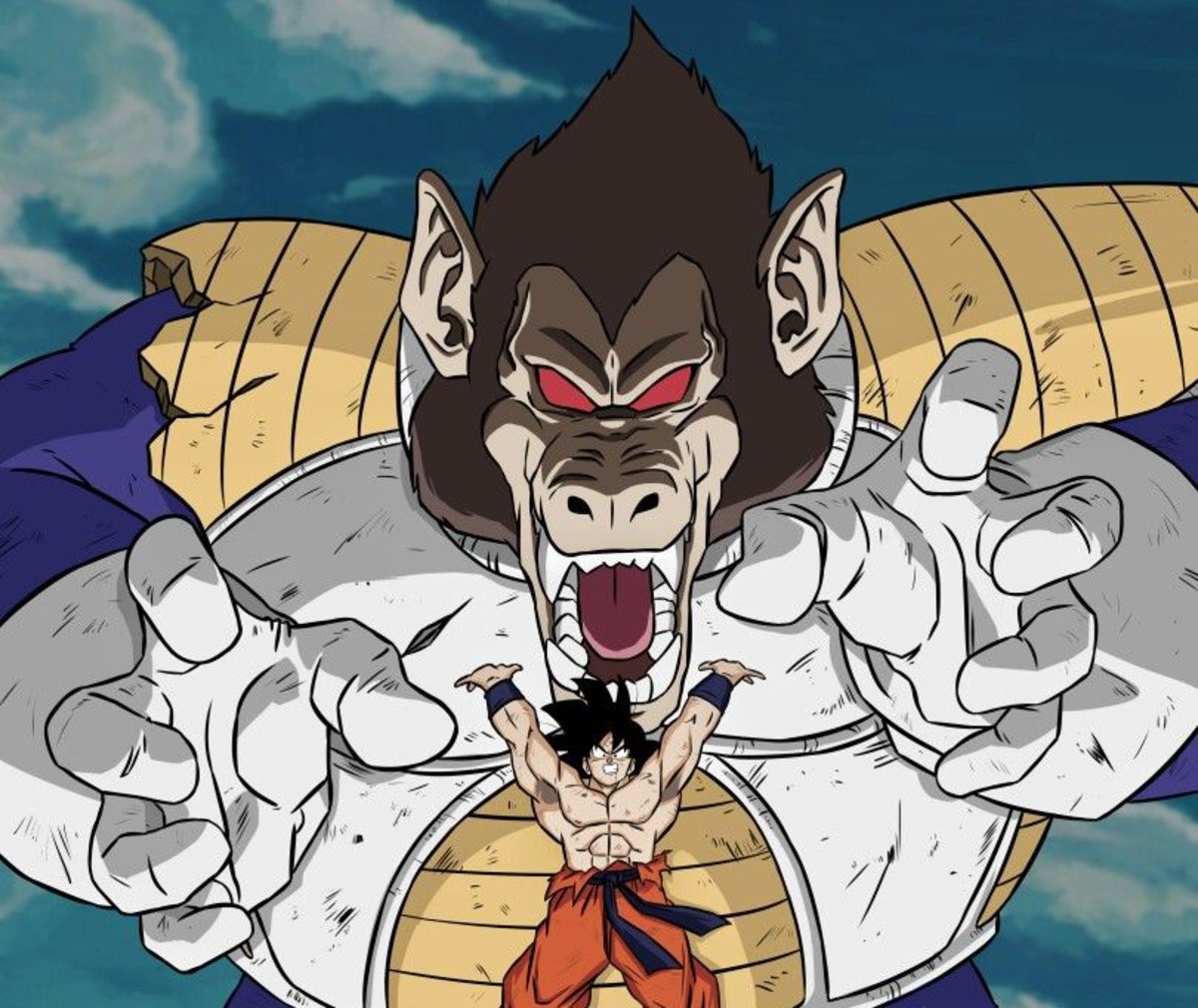 Goku se enfrenta a Vegeta en su forma Ozaru