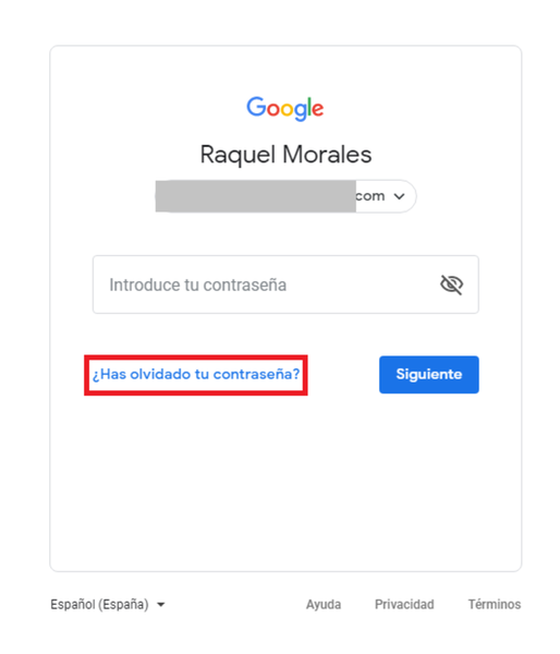 recuperar contraseña google