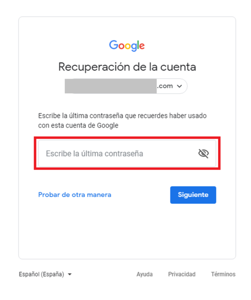 recuperar contraseña google