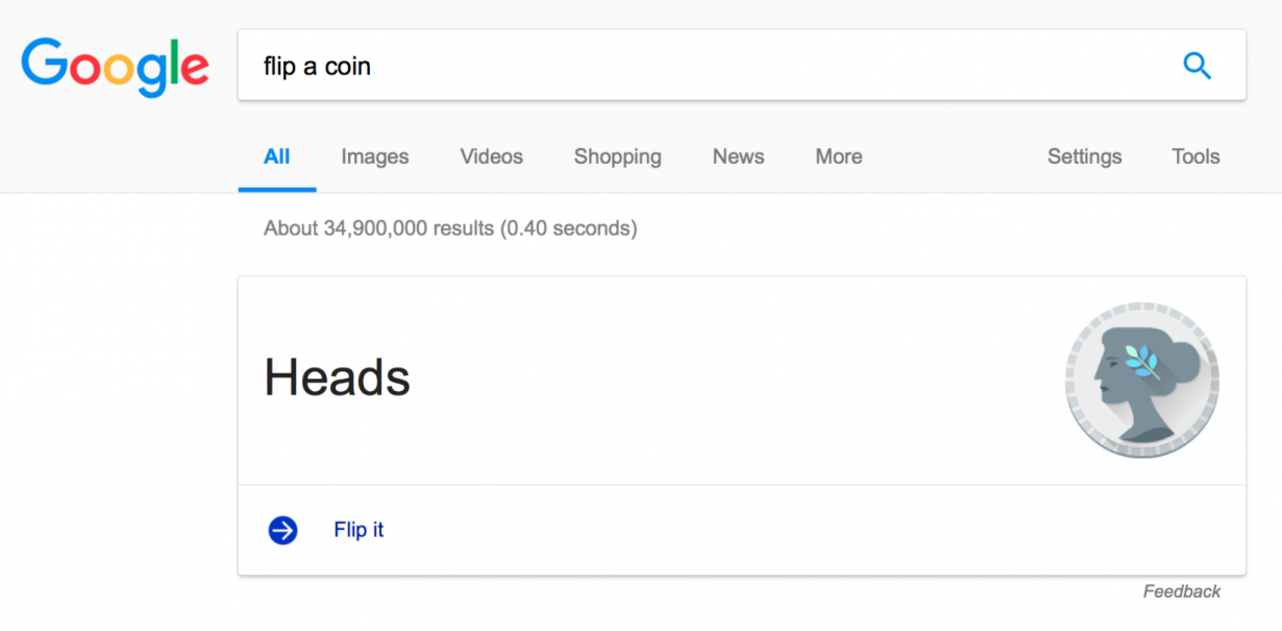 Juego de Google: Flip a Coin