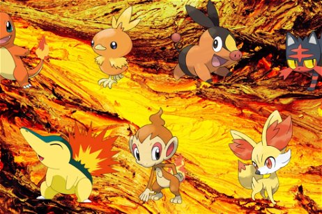 Todos los Pokémon iniciales de tipo Fuego en un realista render 3D