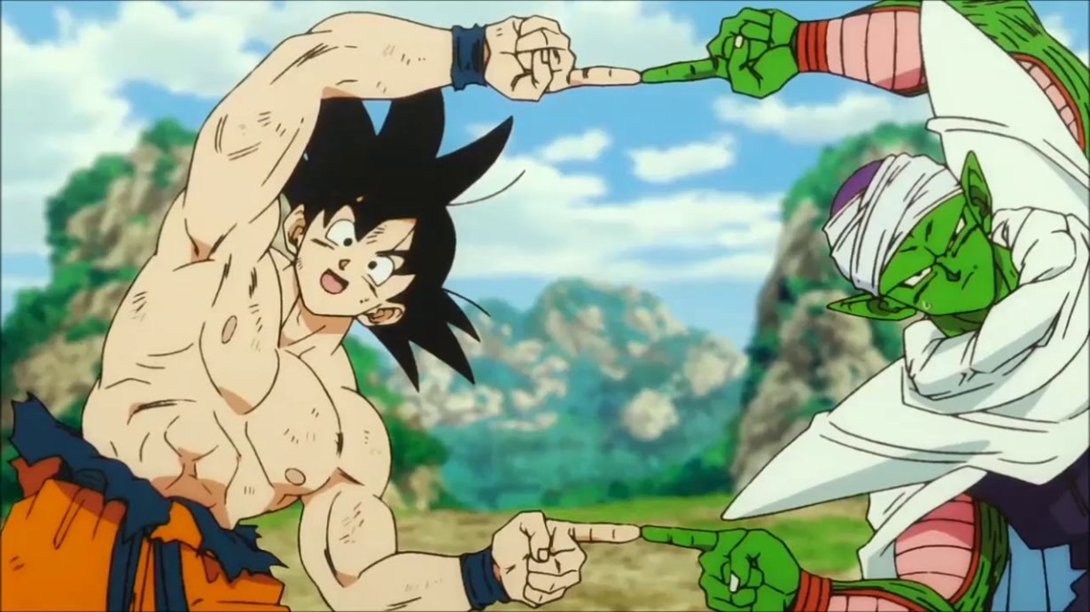 Goku y Piccolo posan para fusionarse