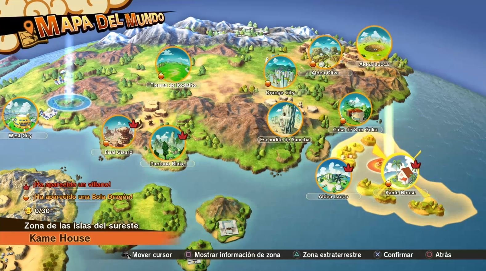 Dragon Ball Z: Kakarot - Mapa del mundo