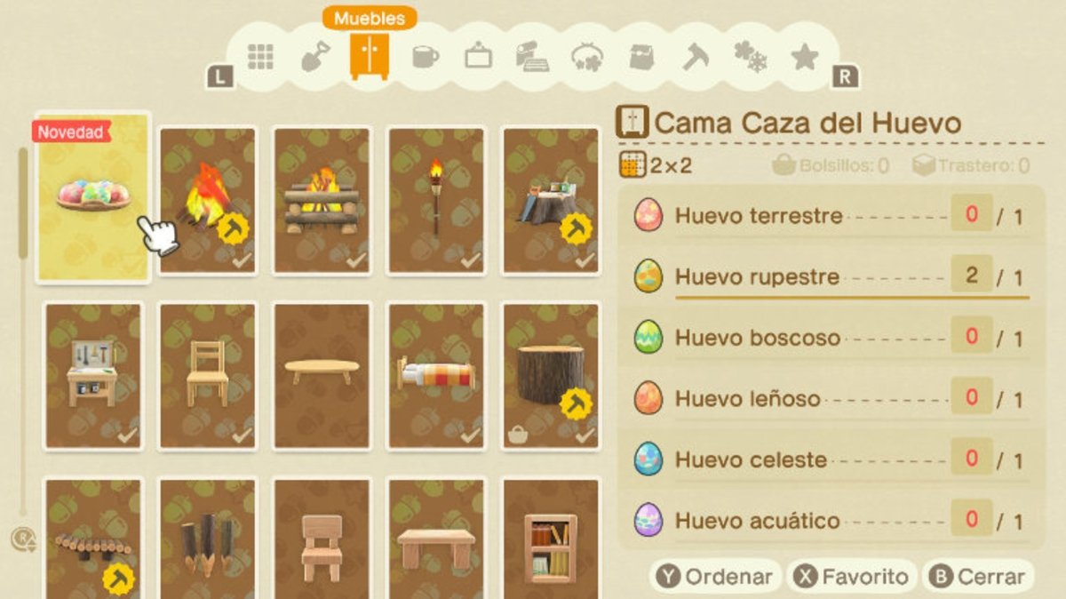 Proyecto Cama Caza del Huevo - Animal Crossing: New Horizons