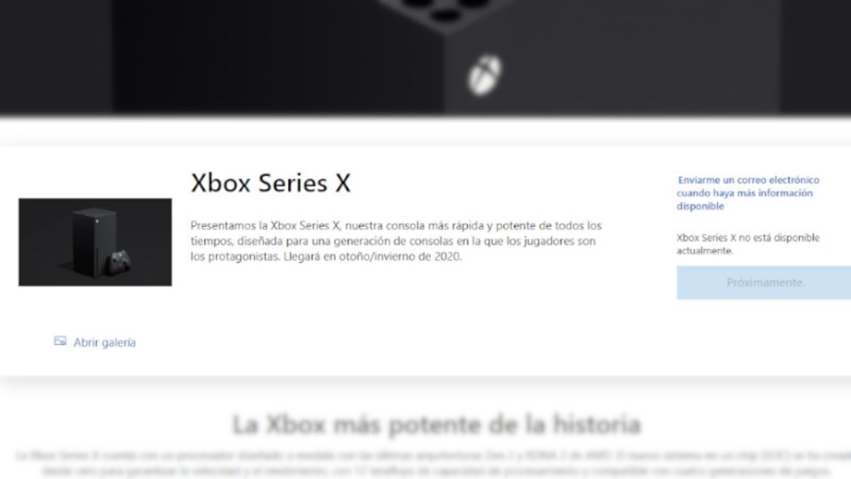 Pagina reserva Xbox Series X