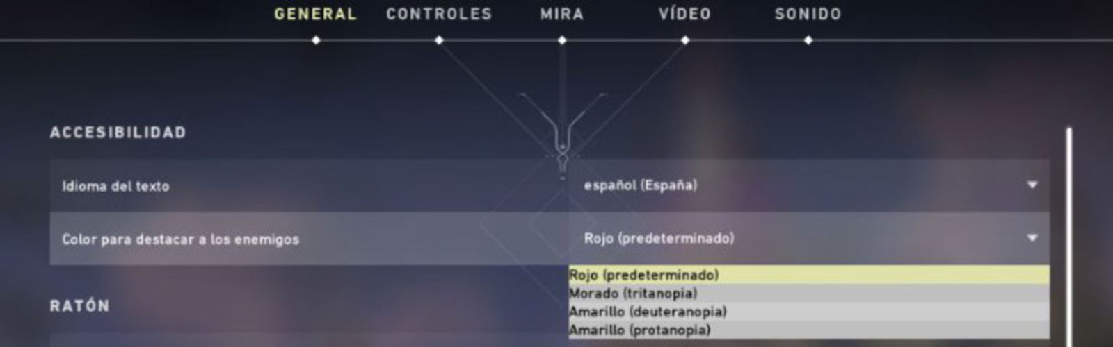 Valorant - Menú accesibilidad