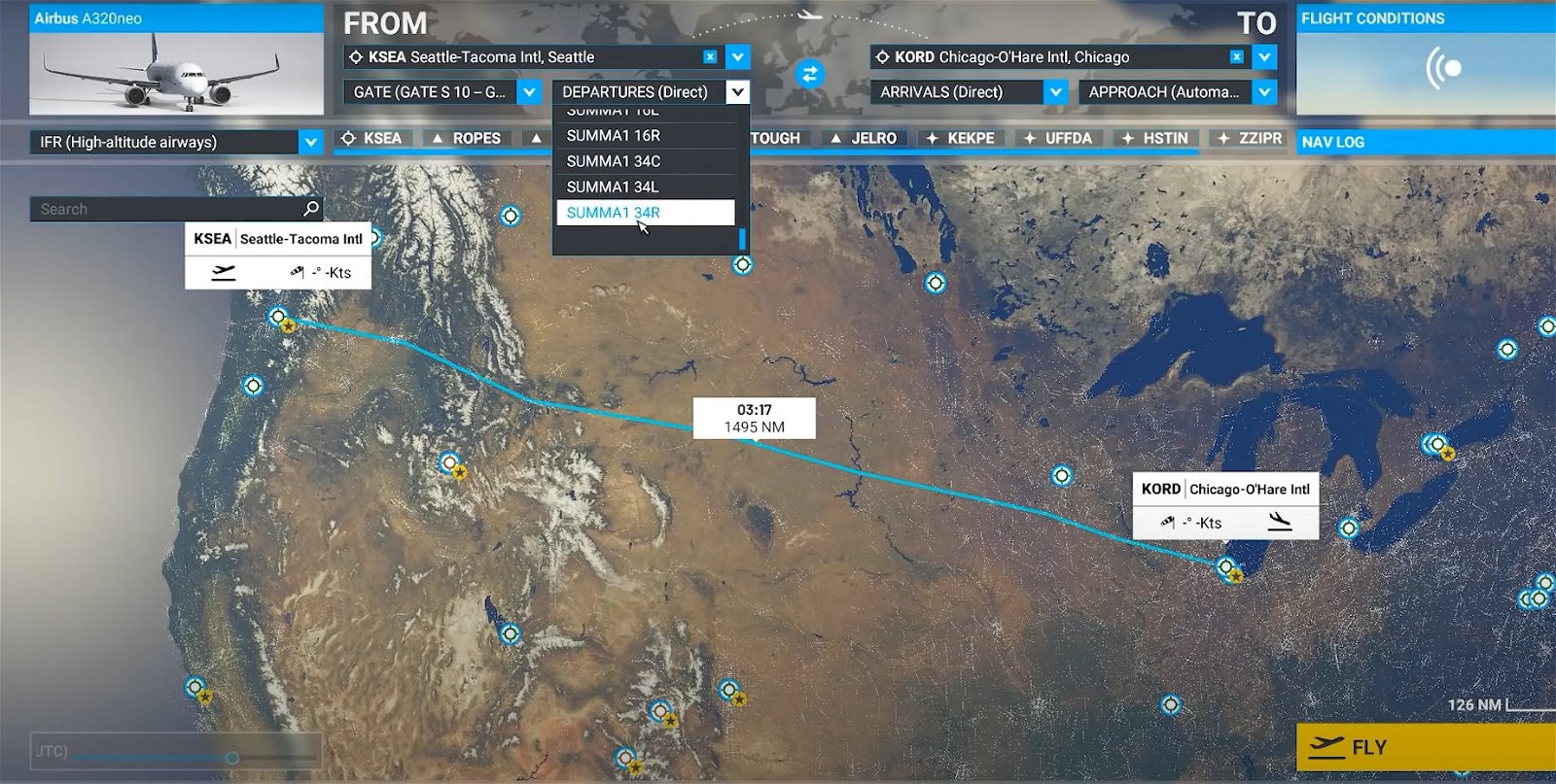 Mapa de planificación del trayecto flight simulator 2020