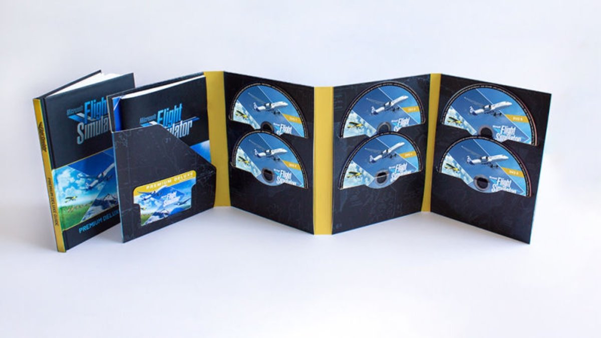 Edición física de Microsoft Flight Simulator con 10 discos