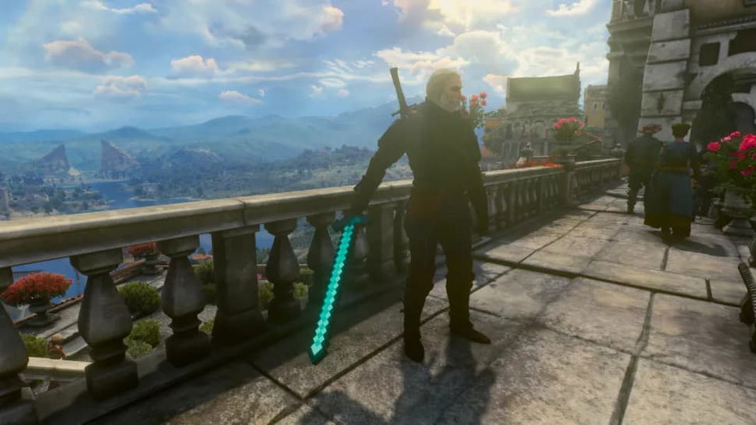 Espada de diamante de Minecraft en The Witcher 3