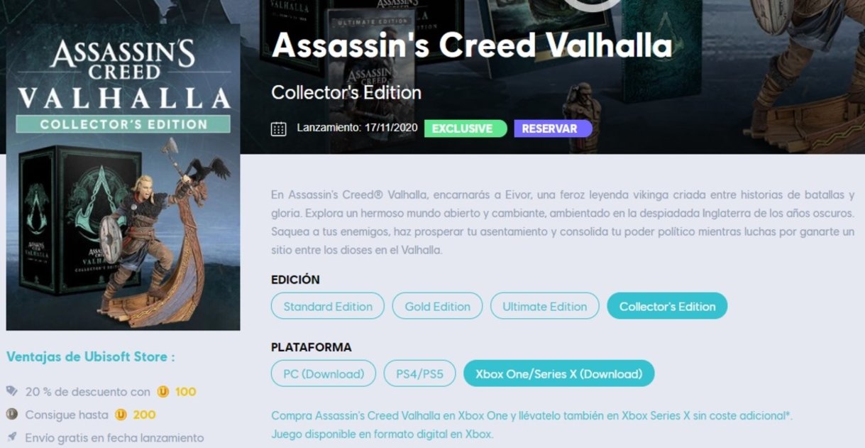 La edición coleccionista de Assassin's Creed Valhalla en Xbox retira la copia física