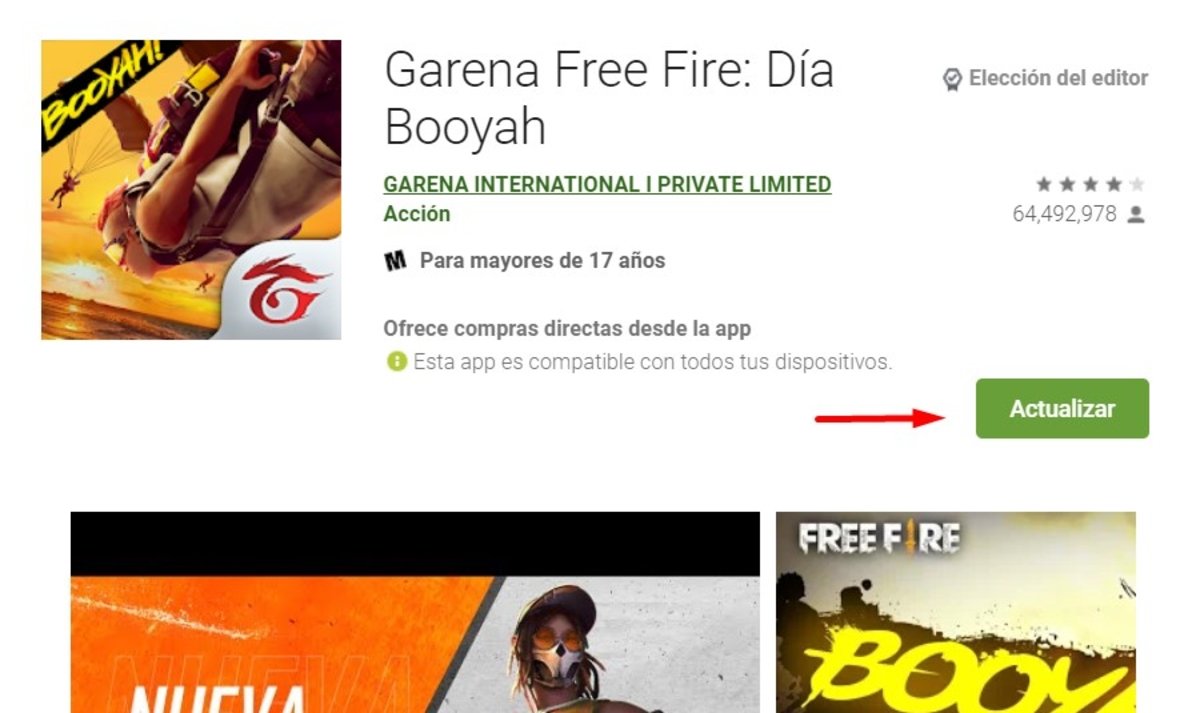 Free Fire Android actualizar