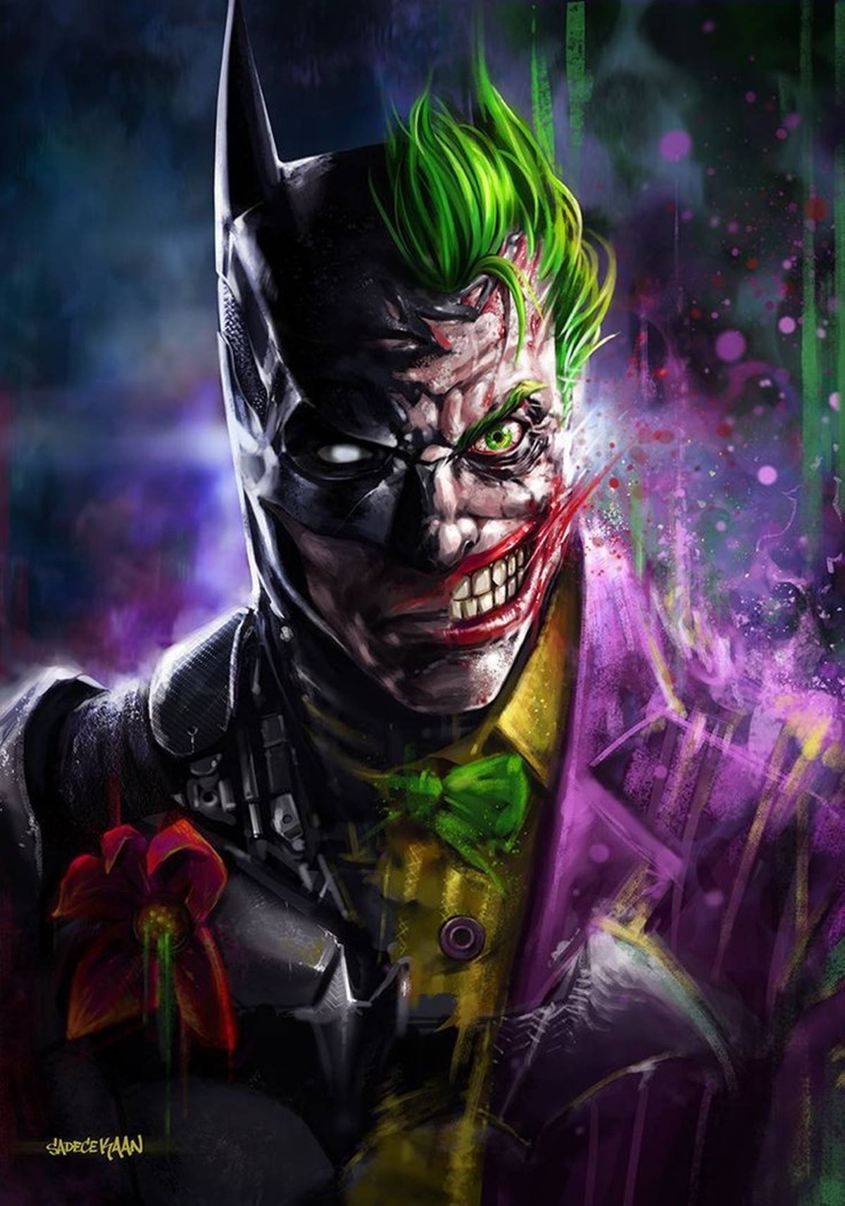 Un artista crea un fanart de DC: mitad Batman y mitad Joker