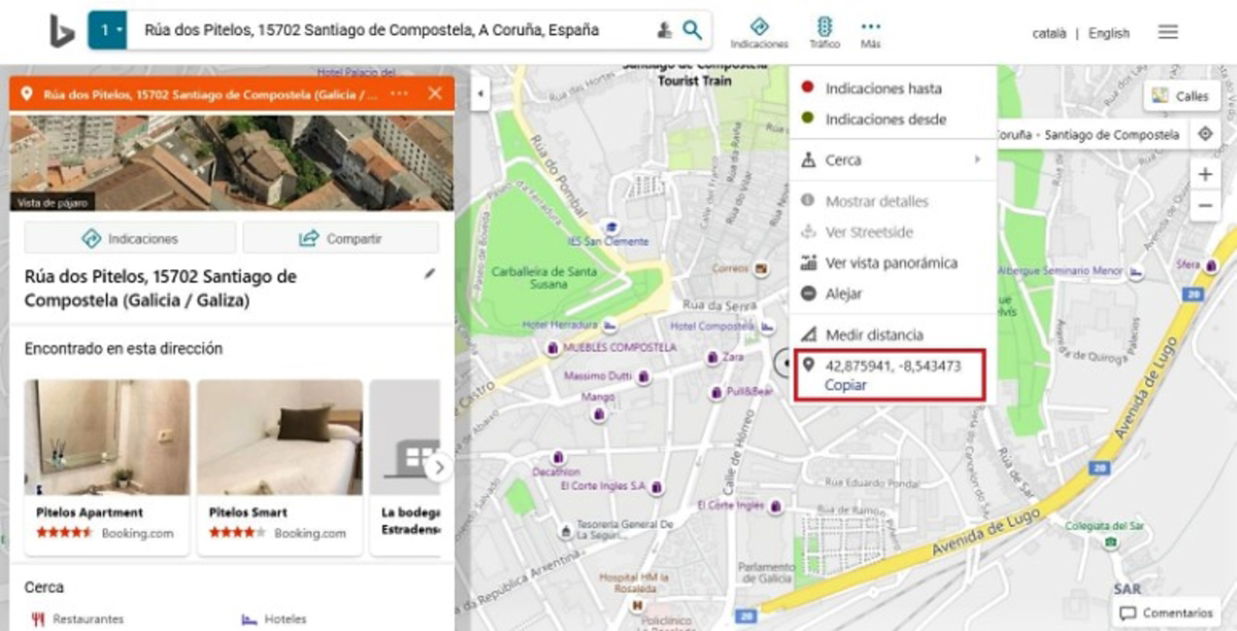 Bing Maps - Coordenadas