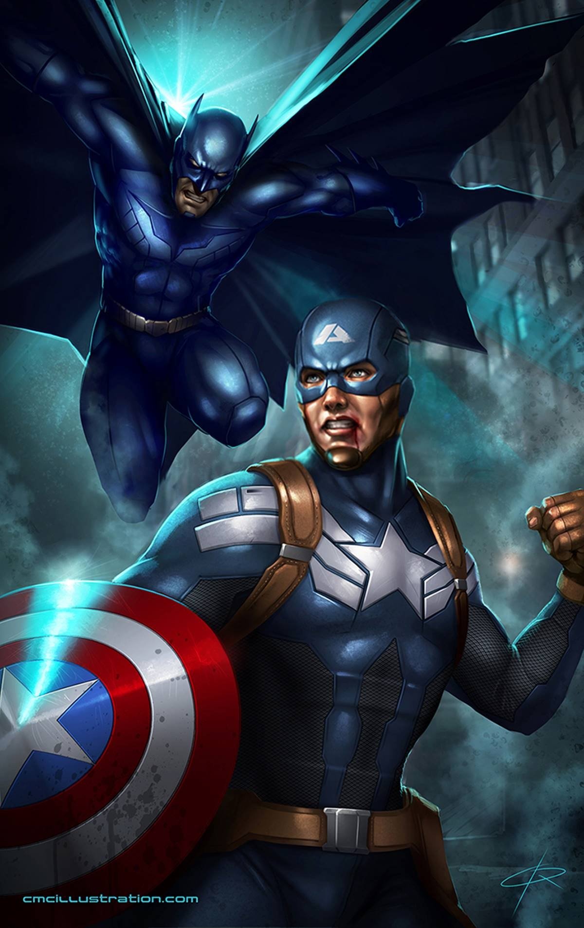 Capitán América vs Batman: el fanart que rivaliza los superhéroes más queridos de Marvel y DC