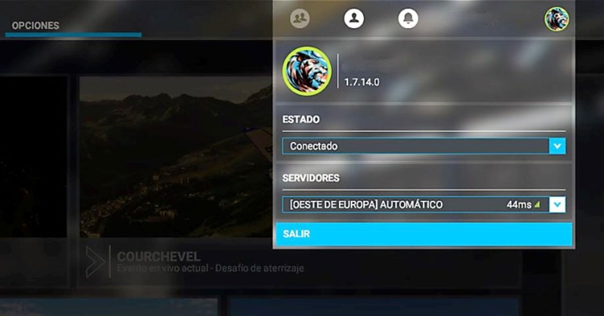 Selección de servidor - Microsoft Flight Simulator