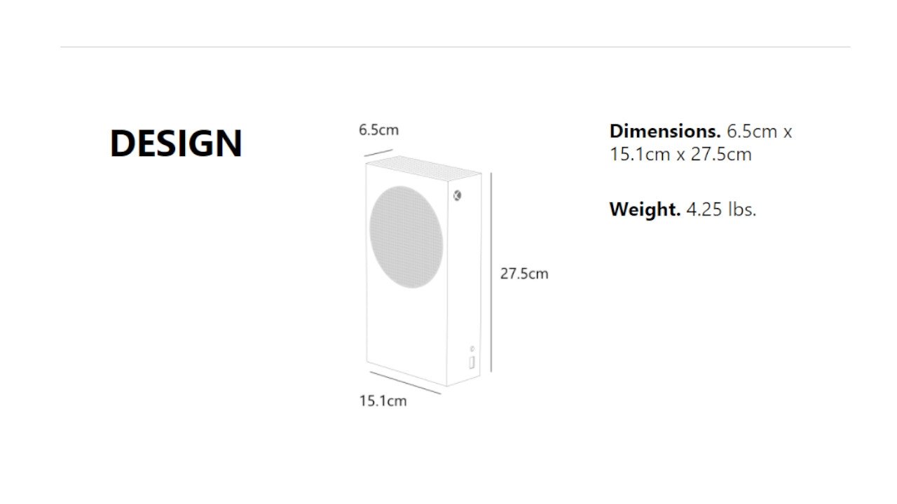 Dimensiones y peso de Xbox Series S