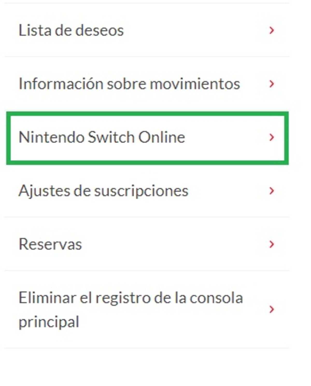 Cancelar renovación automática de Nintendo Switch Online