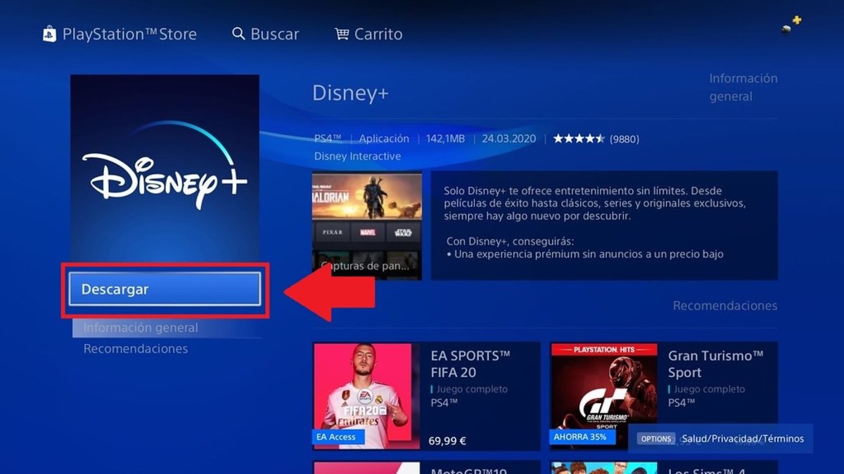 Descargar la app de Disney Plus en PS4