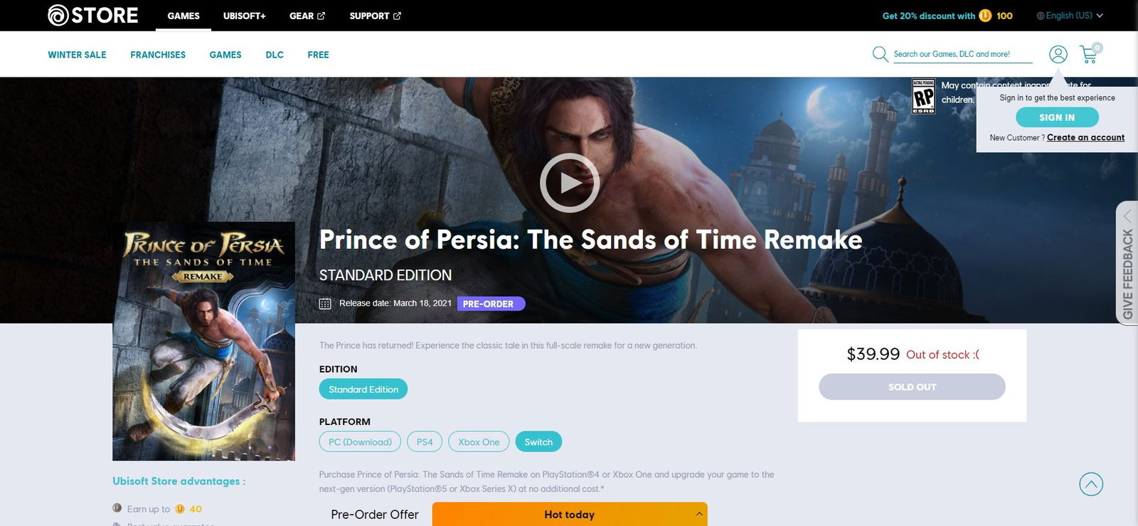 Filtran posible remake de Prince of Persia para PS4 y Switch