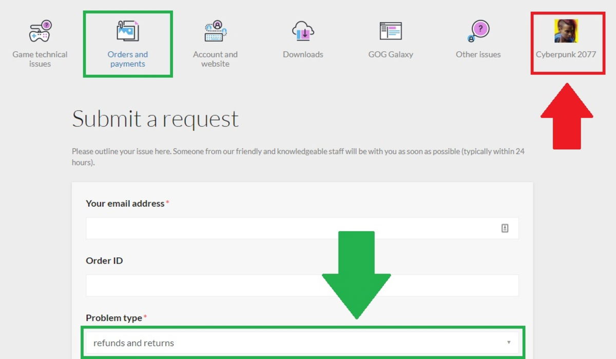 Pedir devolución en GOG