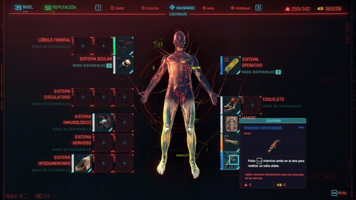 Implante de tendones reforzados - Cyberpunk 2077