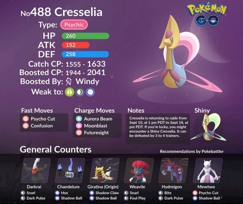 Cómo vencer a Cresselia en Pokémon GO