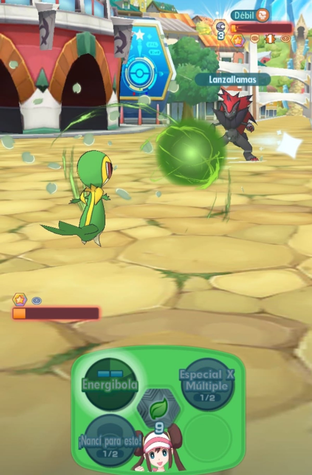 Batalla evolutiva de Snivy en Pokémon Masters EX