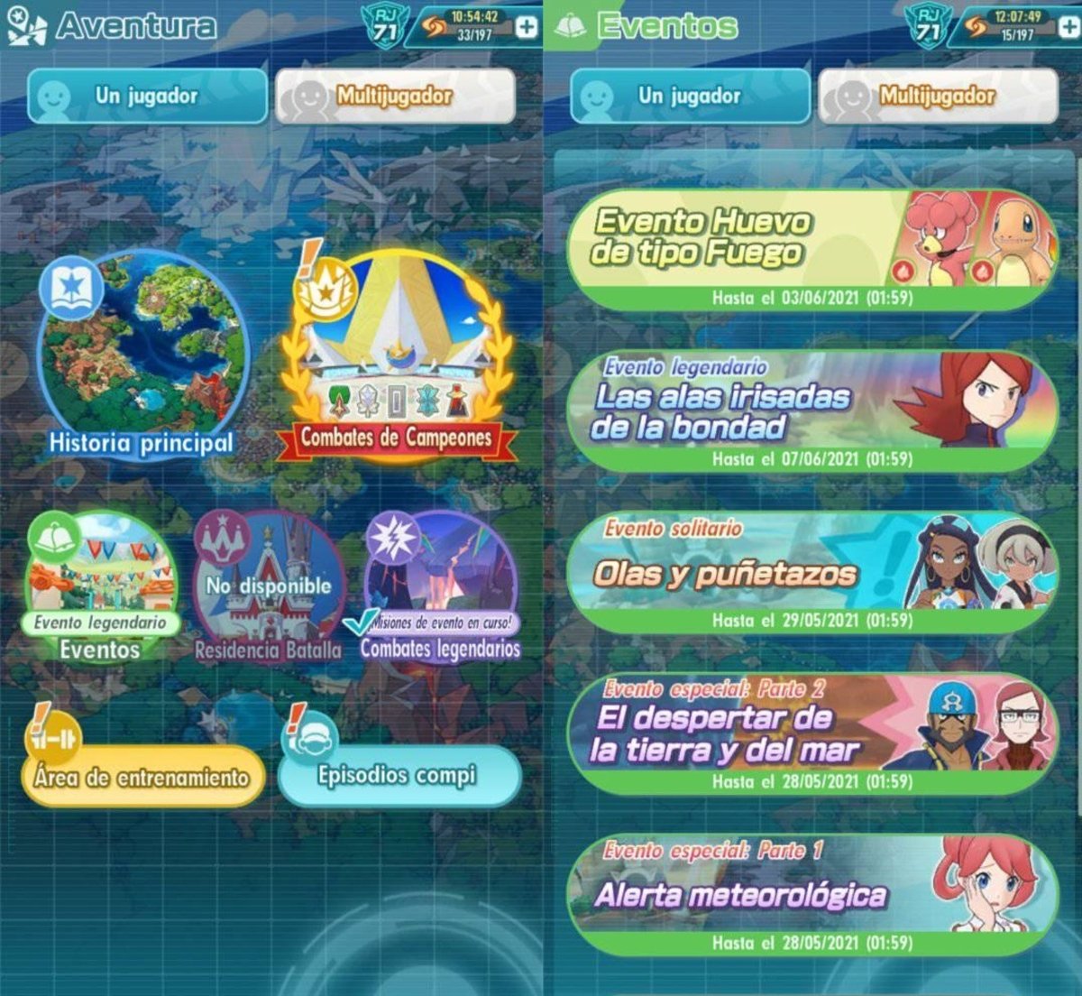 Eventos en Pokémon Masters EX