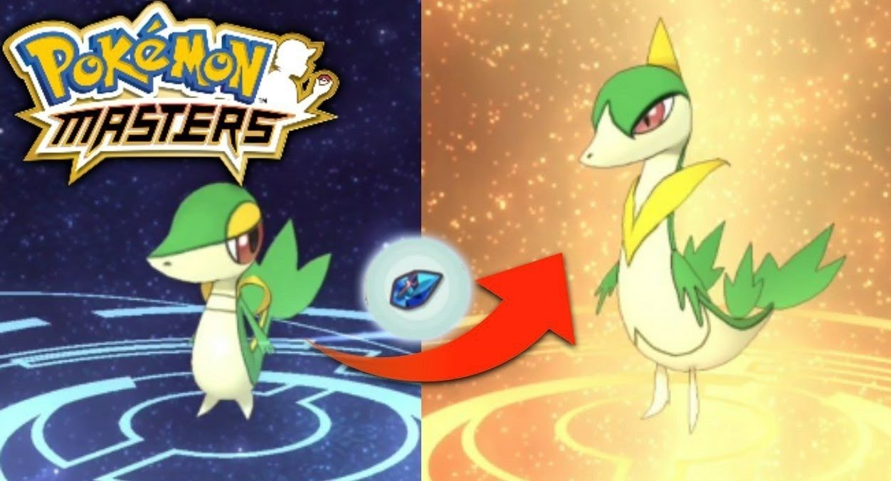 Snivy evolucionando a Servine en Pokémon Masters EX