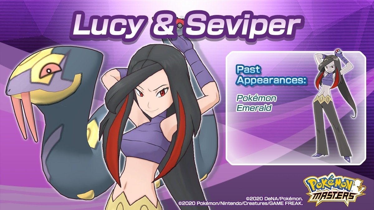 Lucy y Seviper en Pokémon Masters EX