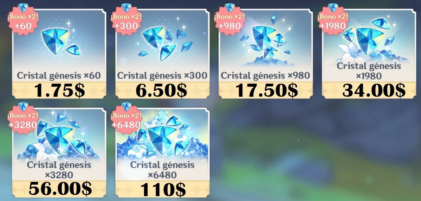 Cristales Génesis genshin impact