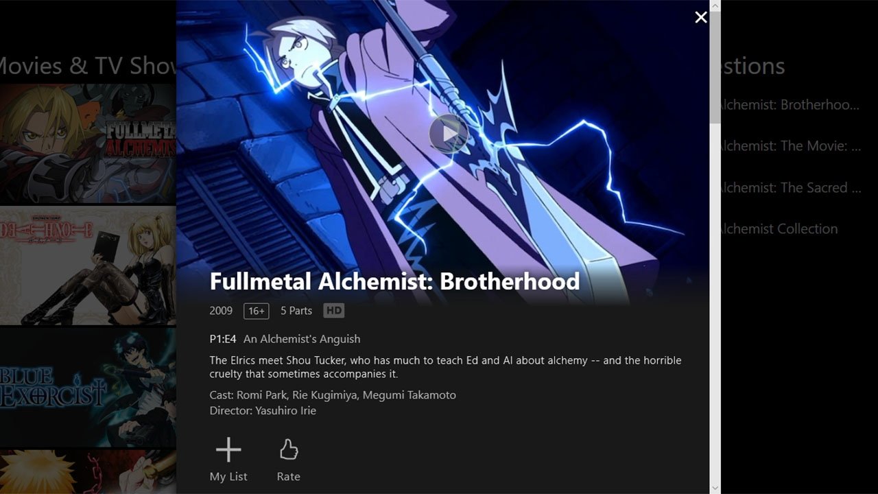 Mejores opciones de pago para ver Fullmetal Alchemist-netflix