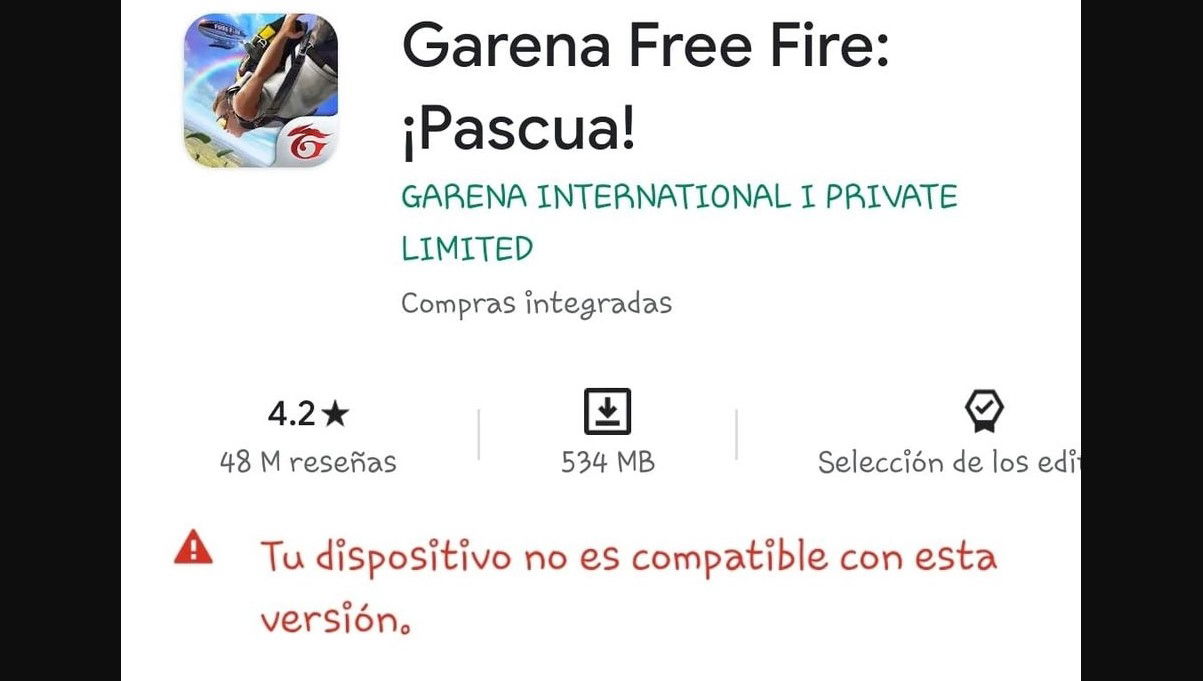 Mi dispositivo no es compatible con Free Fire