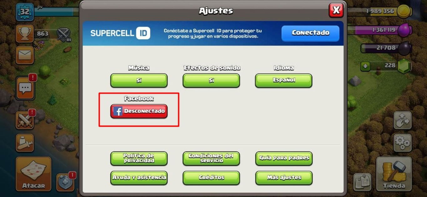 Cómo vincular una cuenta de Facebook en Clash of Clans