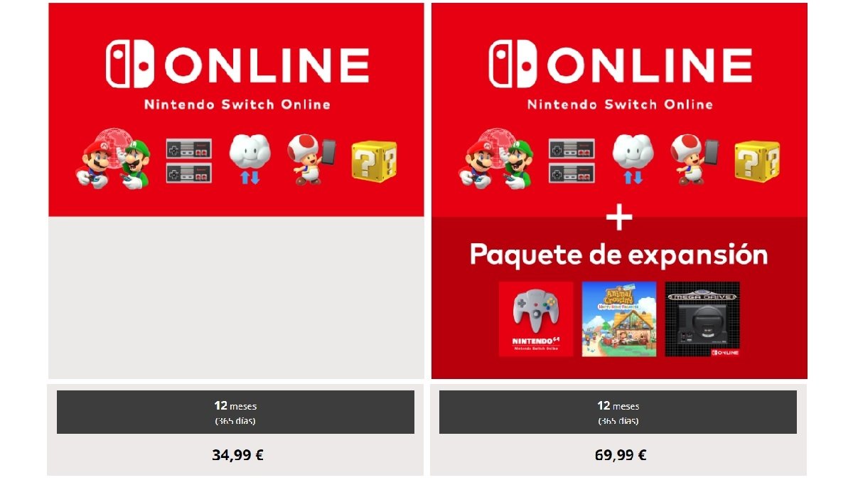 Diferencias entre Nintendo Switch Online y Nintendo Switch Online + Paquete de expansión