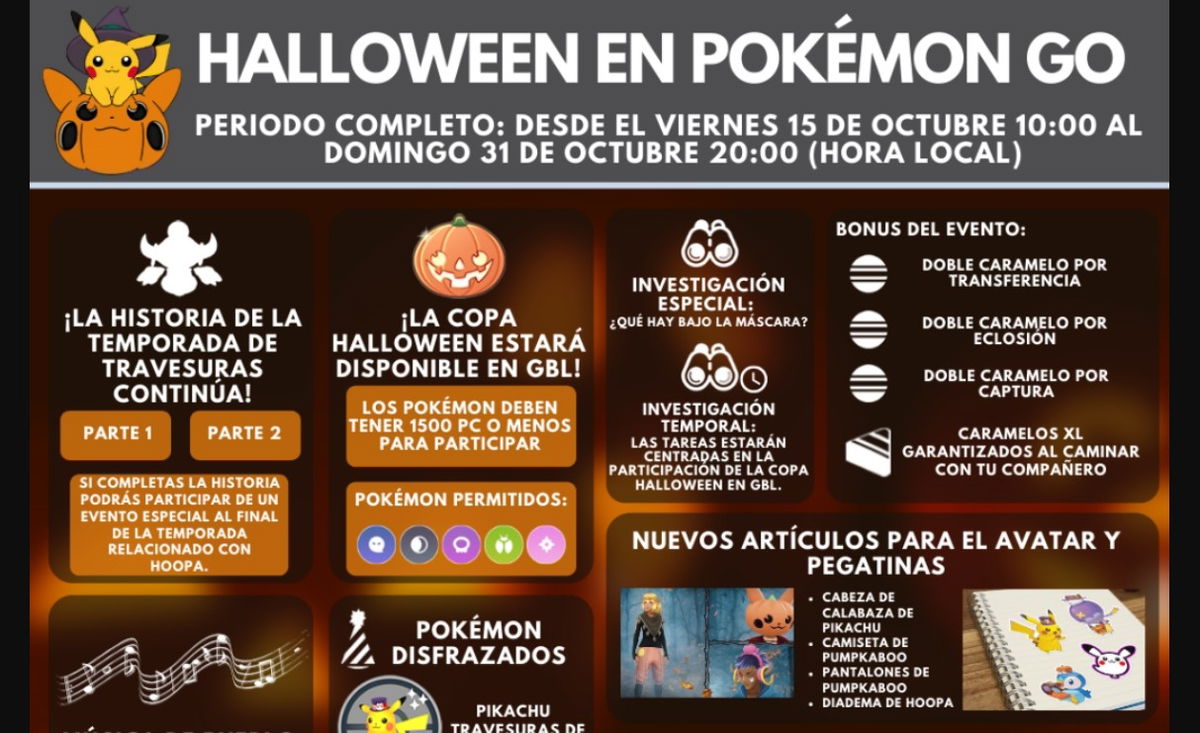 Pokémon GO misiones y del evento Travesuras de Halloween