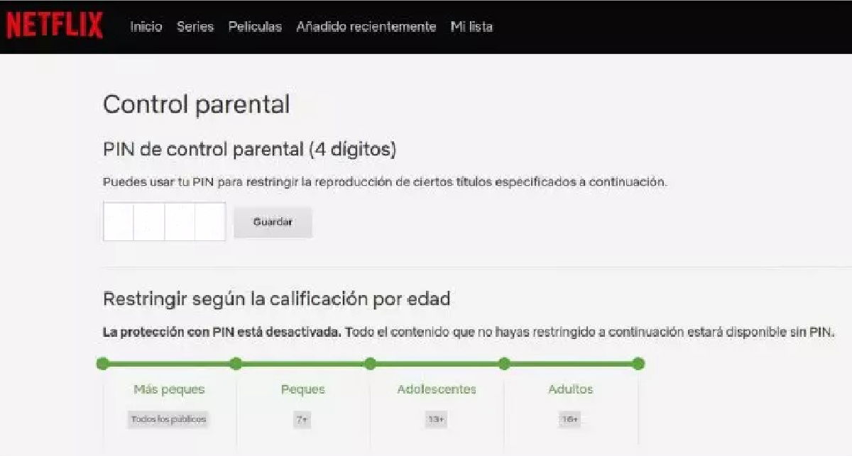 control parental netflix, poner pin