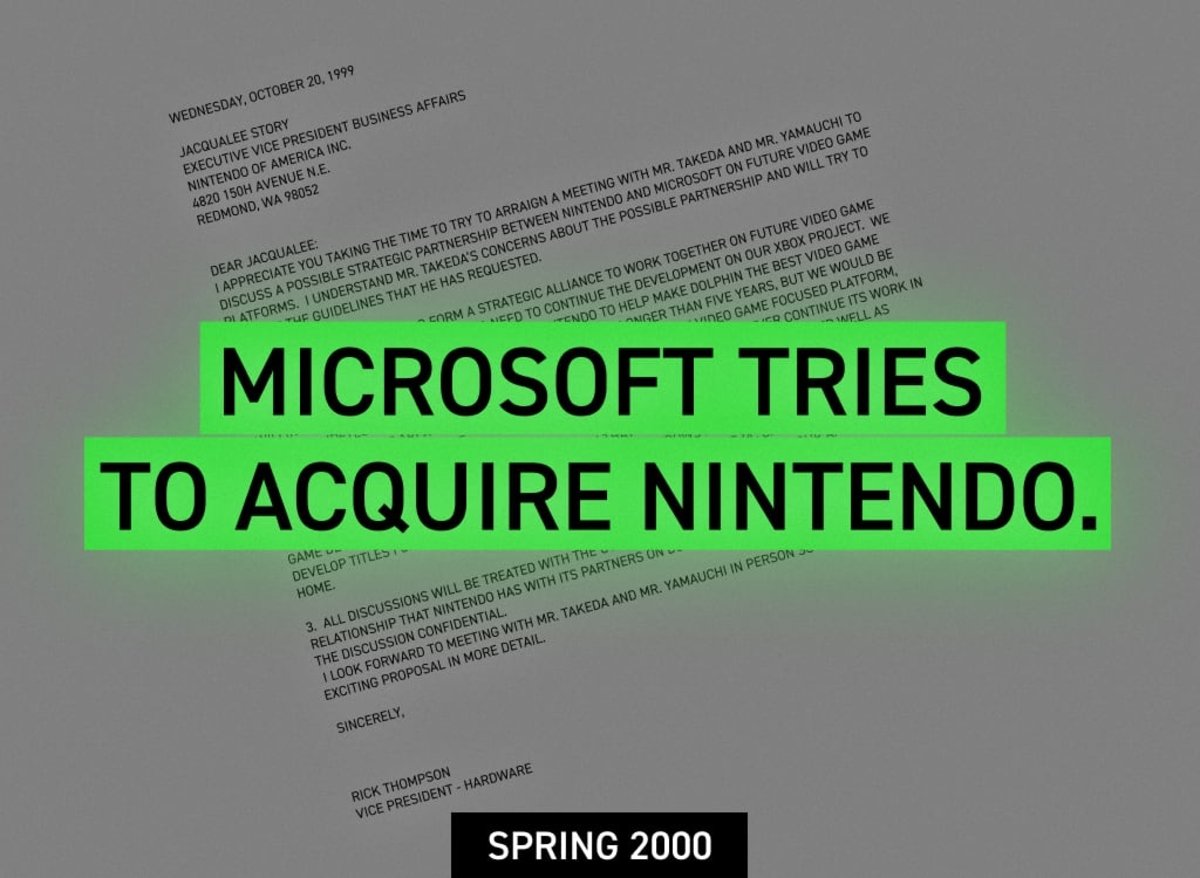 Carta de Microsoft a Nintendo con la intención de comprar la compañía