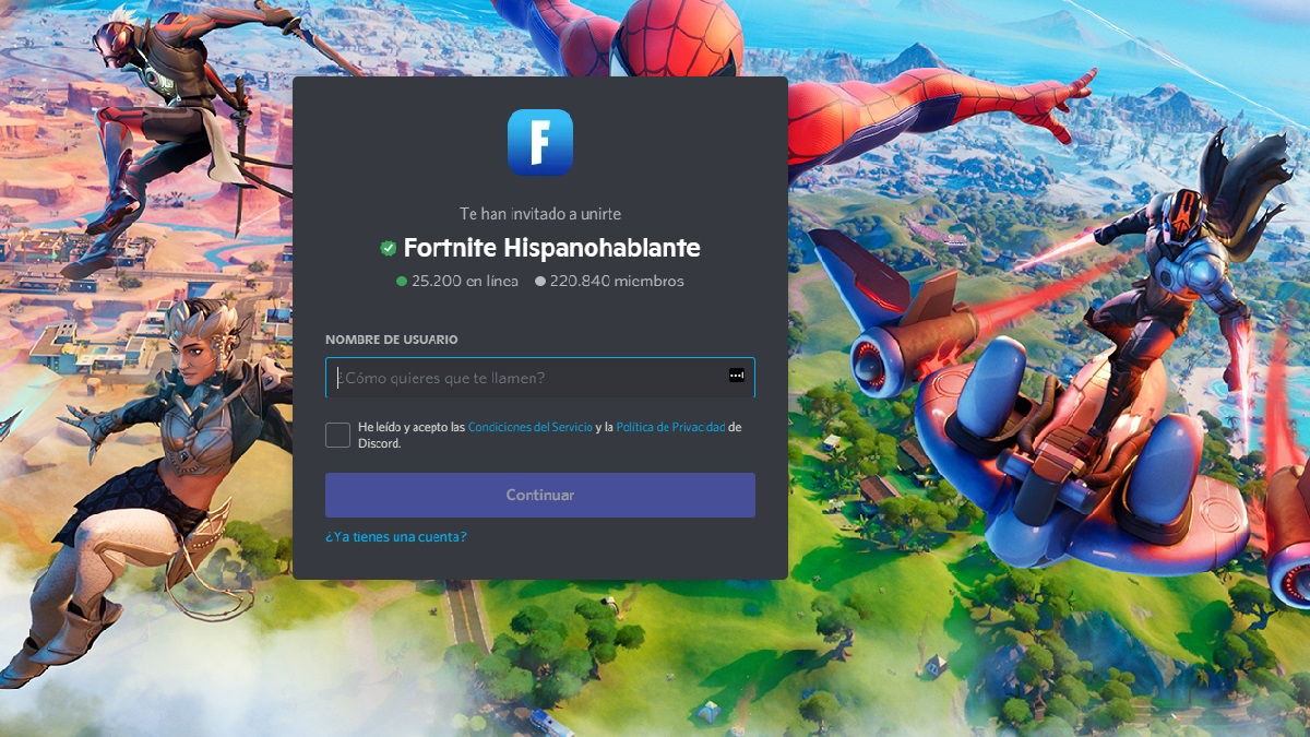 Canal de Discord Fortnite Hispanohablantes