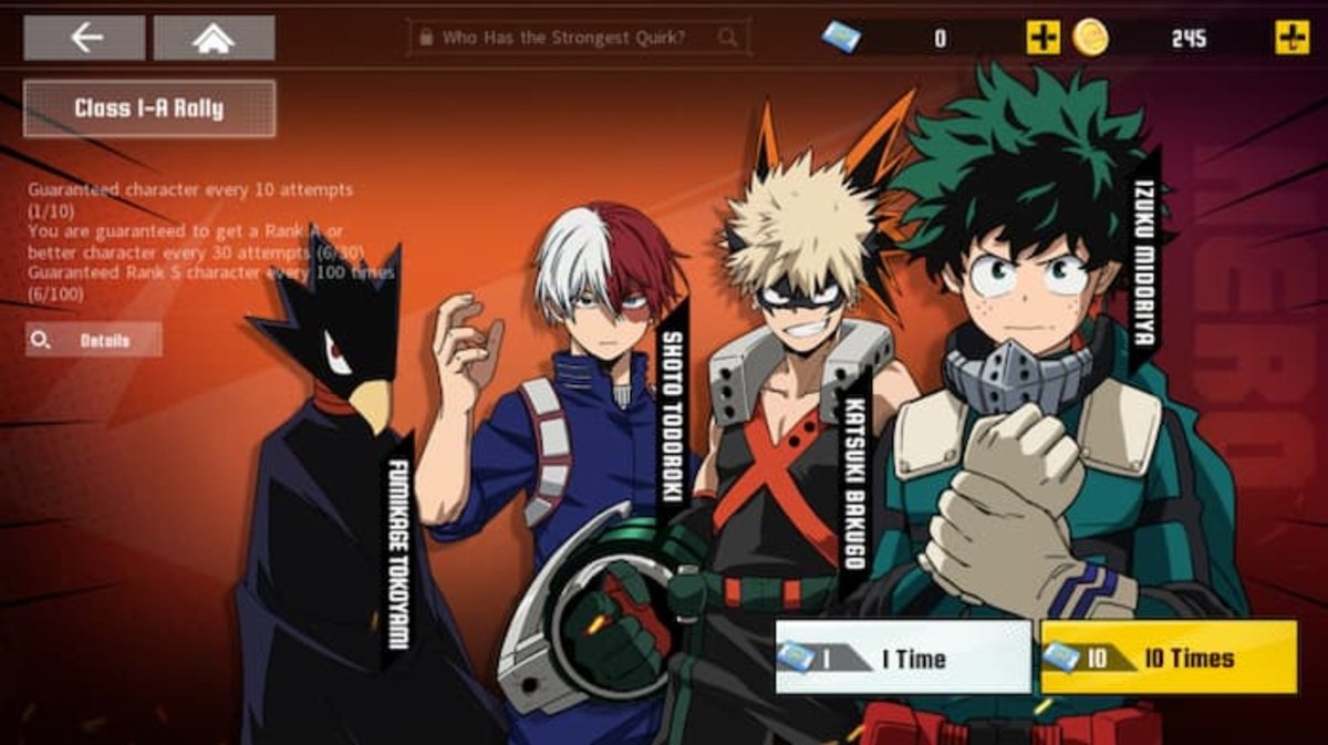 Banner de personajes en My Hero Academia the Strongest Hero