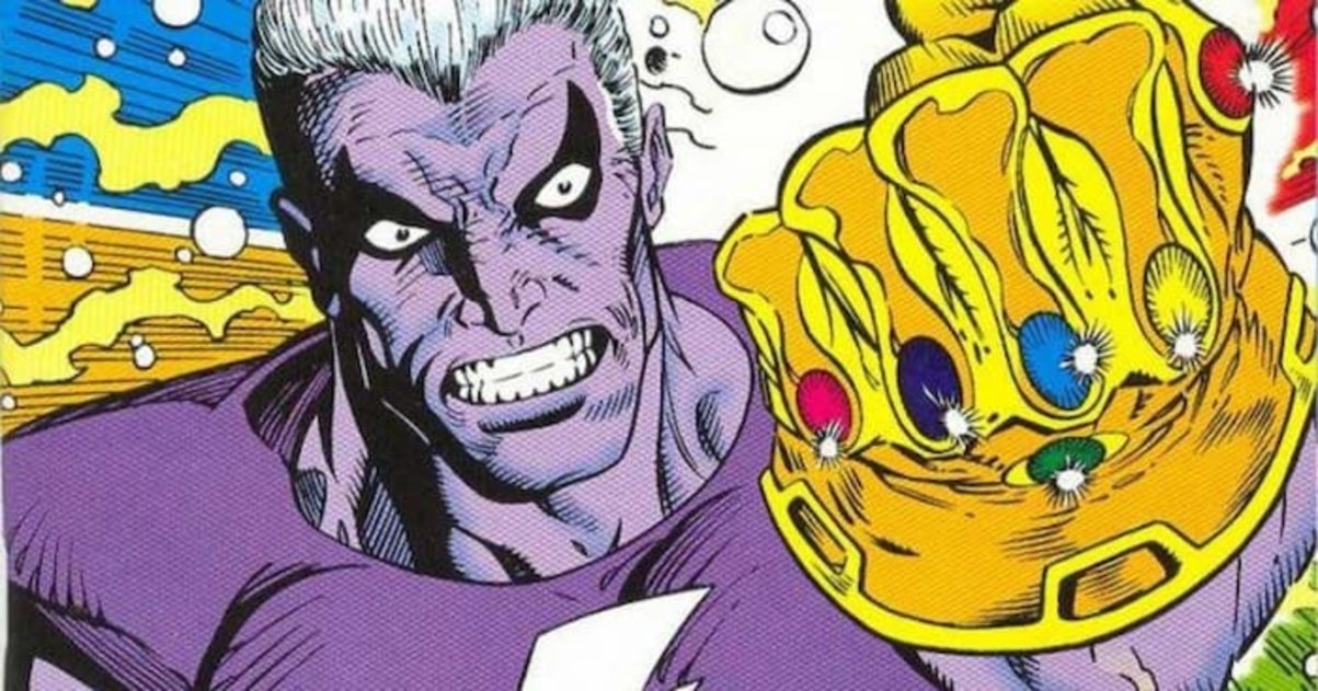 Magus, némesis de Thanos y líder de la Iglesia Universal de la Verdad, llevando el guantelete con las gemas del infinito