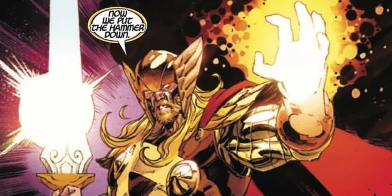 Thor ahora posee una armadura dorada y una gran espada que condensa todo su poder